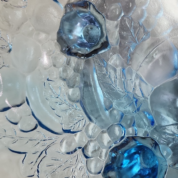 Harvest Blue Glass Oval Footed Fruit Bowl - Picture 12 of 12